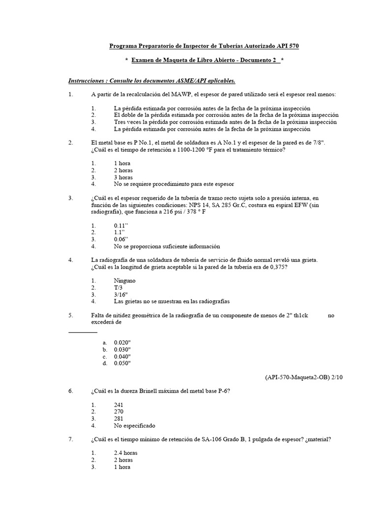 Instrucciones: Consulte Los Documentos ASME/API Aplicables | PDF ...