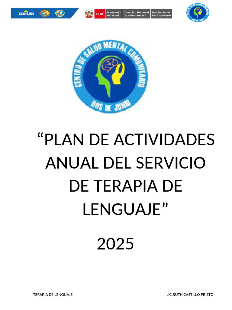 Plan Anual de Terapia de Lenguaje 2025 | PDF | Salud mental | Terapia ...