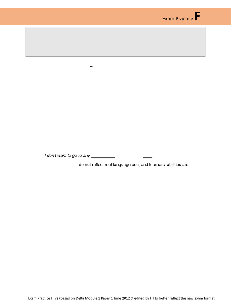 Delta Module 1 Exam Practice F | PDF | Word | Adjective