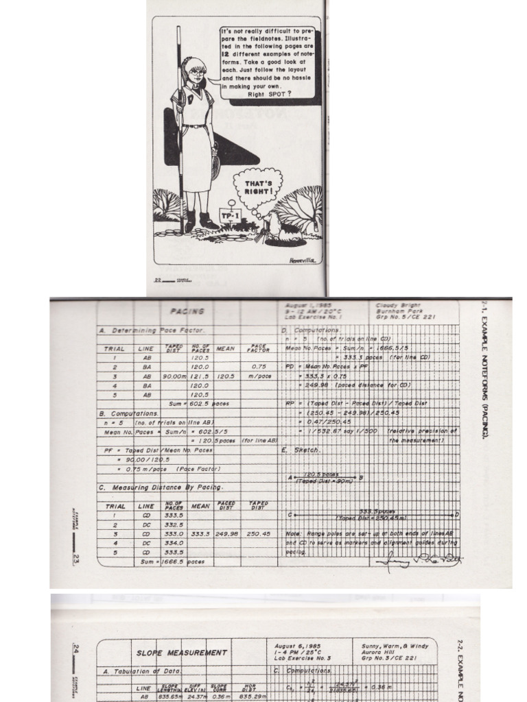 Survey Lab Manual Part 3 Example Note Forms | PDF