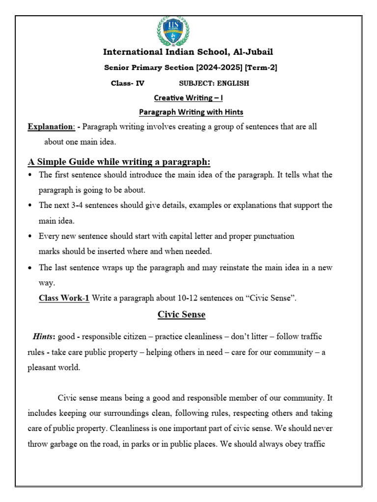 Paragraph Writing Guide for Class 4 | PDF | Trees | Soil