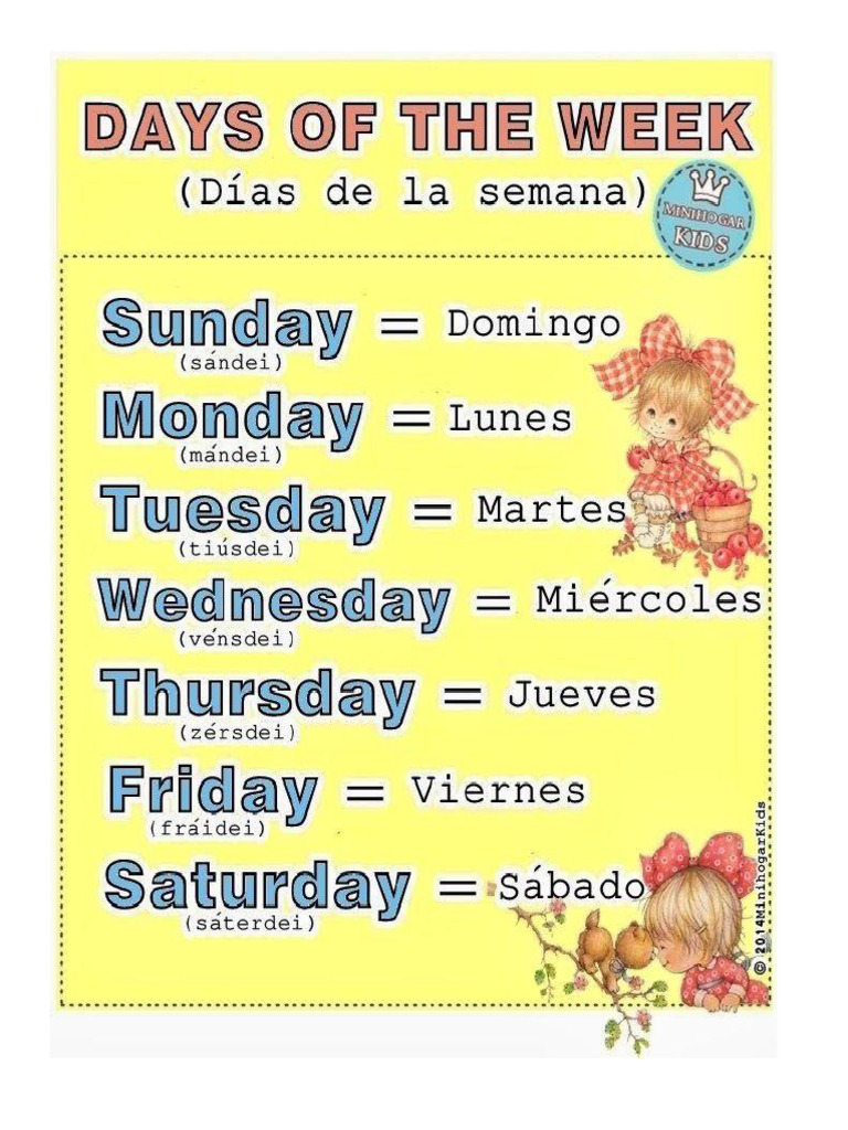 Dias de La Semana en Ingles | PDF