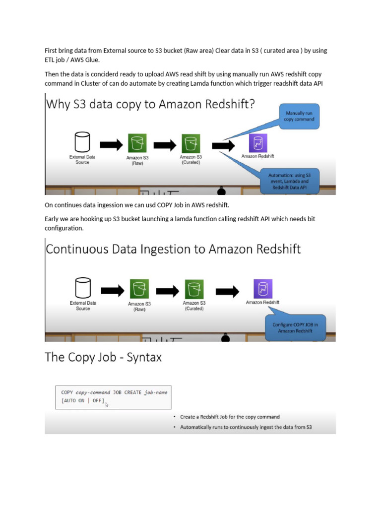 Data FLow in AWS S3 Bucket To Readshift | PDF