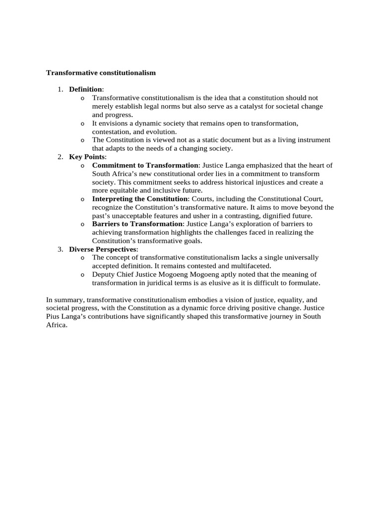 Understanding Transformative Constitutionalism | PDF
