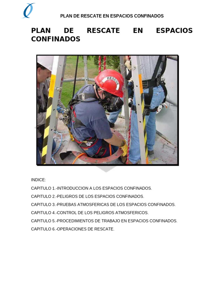 Plan de Rescate en Espacios Confinados | PDF | Oxígeno | Combustión