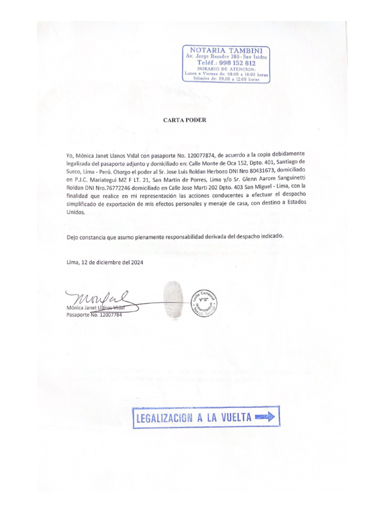 Carta Poder Del Representante Del Exportador | PDF