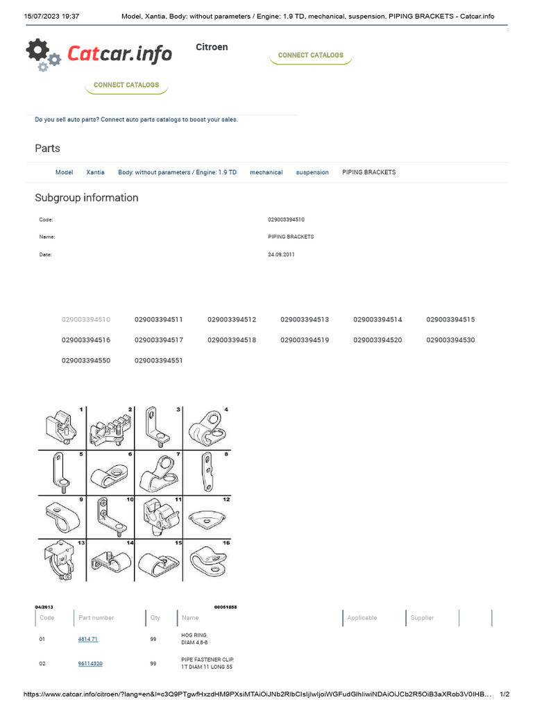 Citroen Xantia 1.9 TD Piping Brackets | PDF | Vehicle Technology ...