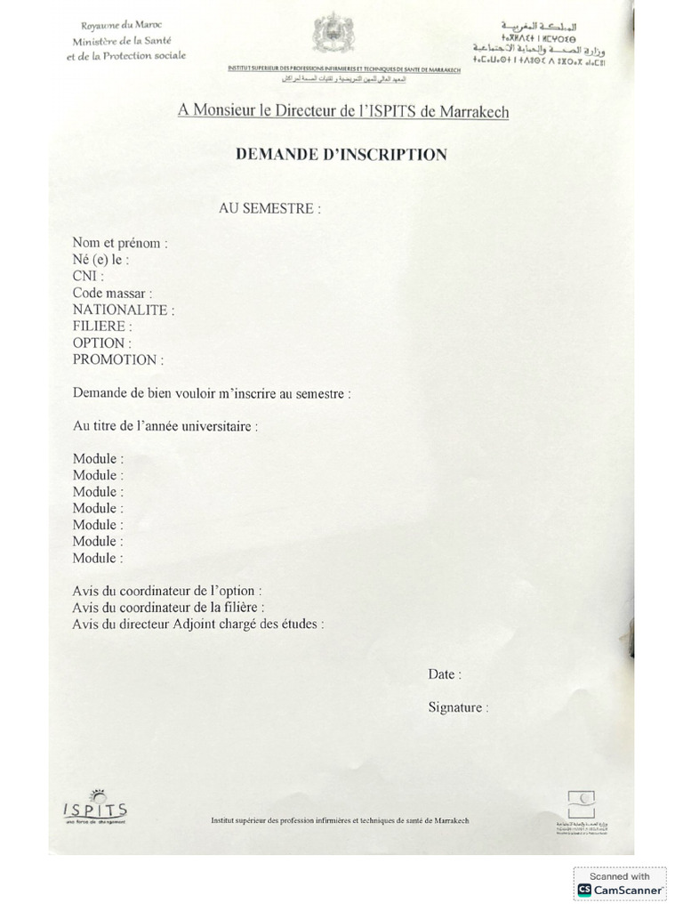 Demande D'inscription | PDF