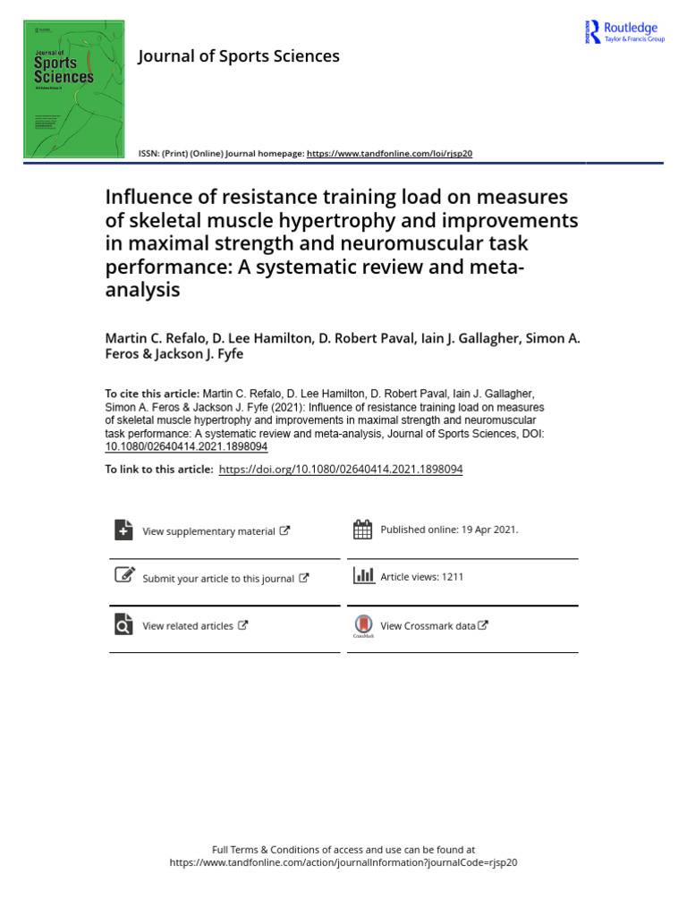 Resistance Training Load Effects on Muscle Hypertrophy | PDF | Strength ...