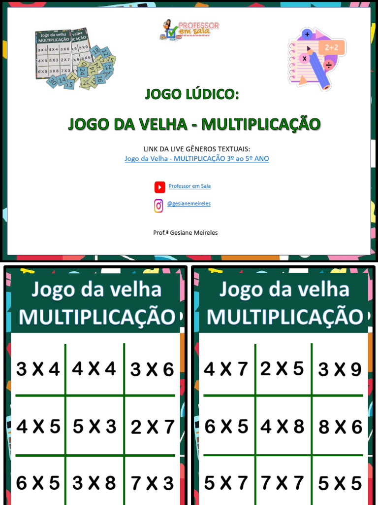 Jogo da Velha: Multiplicação para Imprimir | PDF