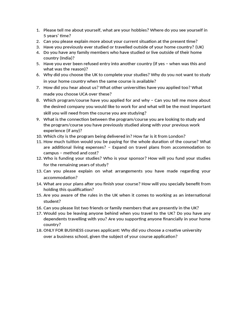 UCA Staff Interview Questions Guide | PDF