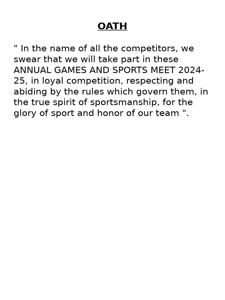 Annual Sports Meet Oath 2024-25 | PDF