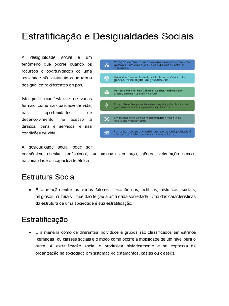 Estratificação e Desigualdade Social | PDF | Estratificação social ...