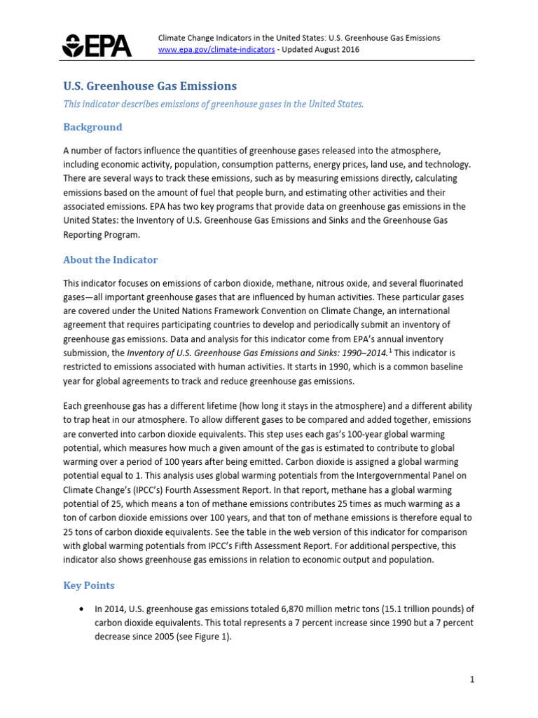 U.S. Greenhouse Gas Emissions Overview | PDF | Greenhouse Gas | Climate ...