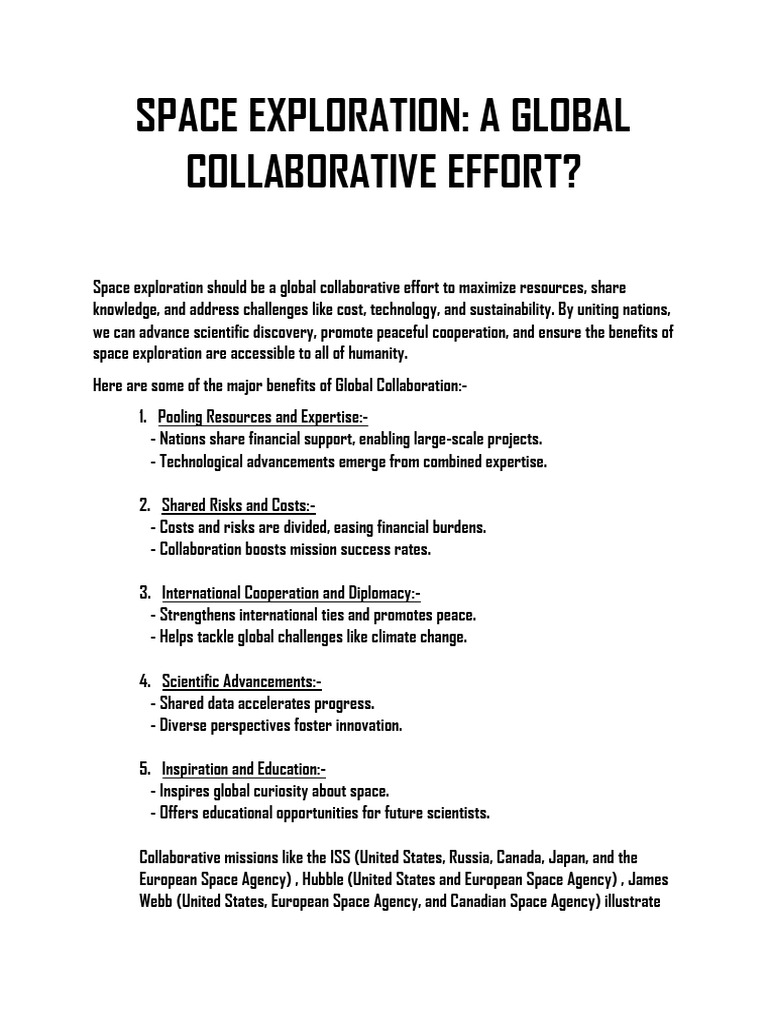 Space Exploration Pdf Space Exploration Collaboration