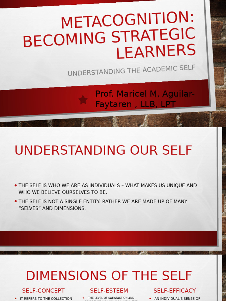 Metacognition for Strategic Learning | PDF | Self Concept | Metacognition