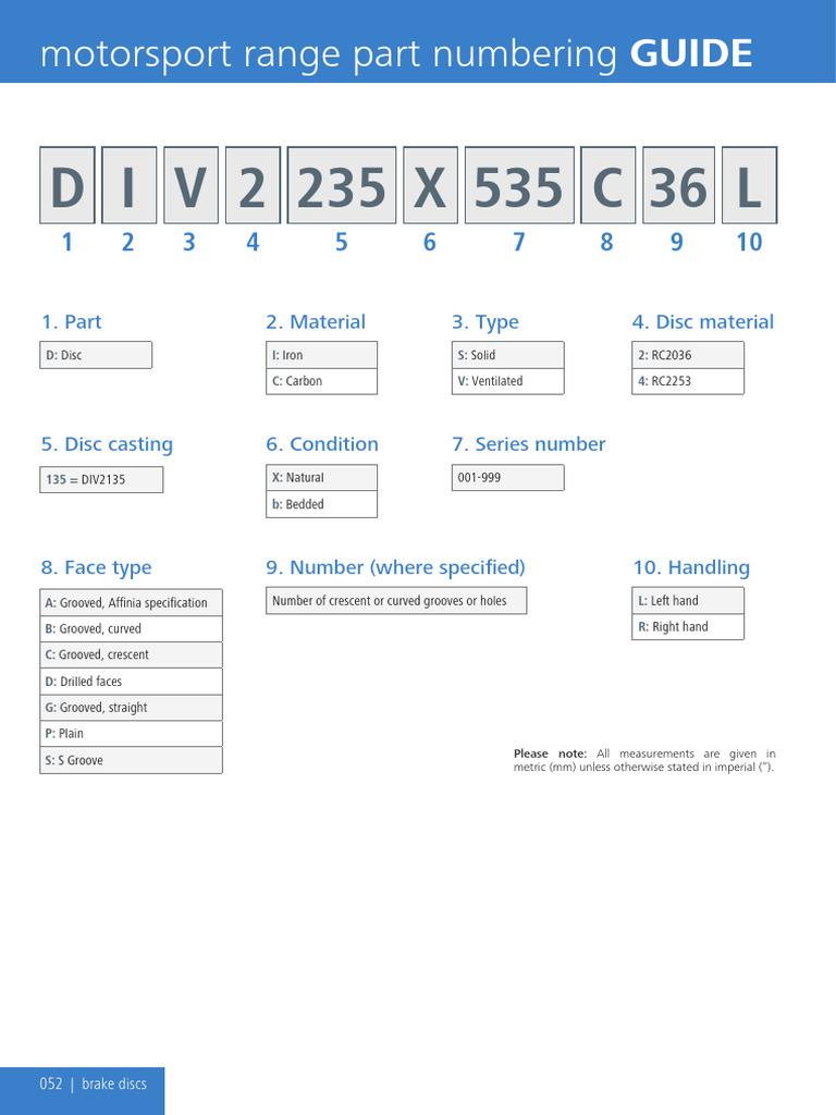 Motorsport Brake Discs Part Guide | PDF | Motor Vehicle | Car