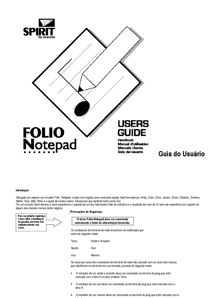 Spirit Notepad User Guide Portuguese PDF Microfone Vídeo