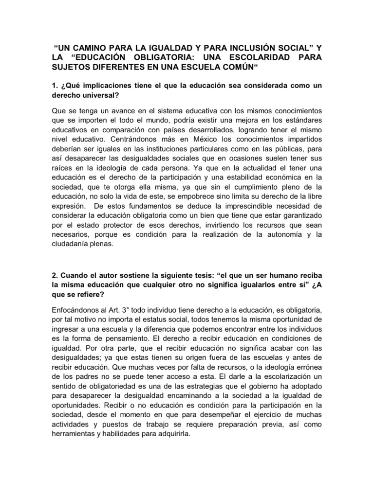 Ejemplos de Igualdad para Niños | PDF | Desigualdad social ...