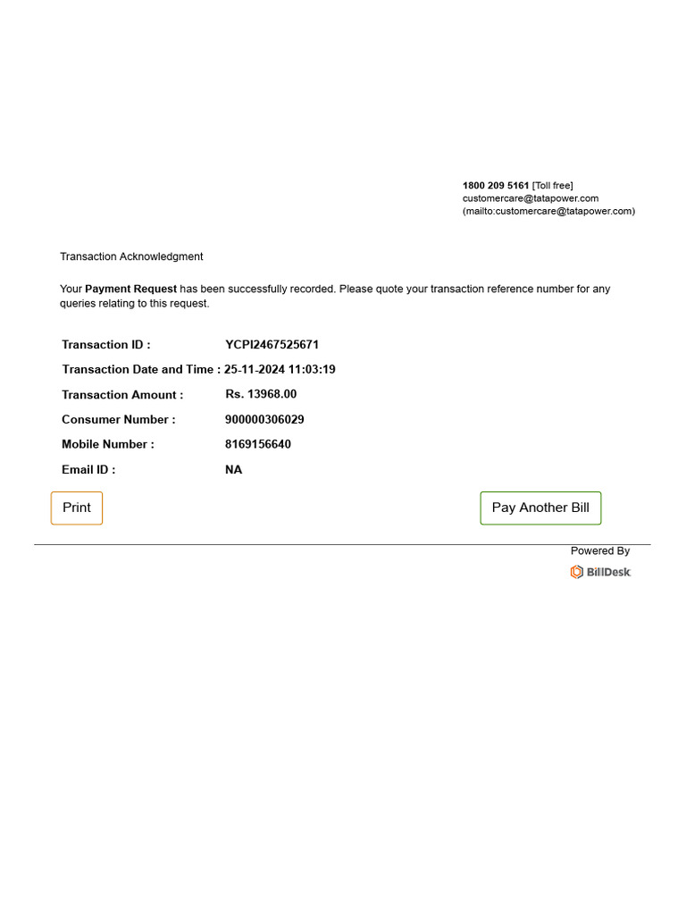 Payment Transaction Acknowledgment | PDF