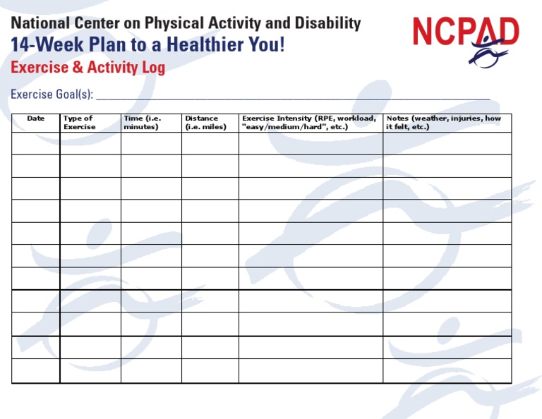 14-Week Health & Exercise Log Template | PDF