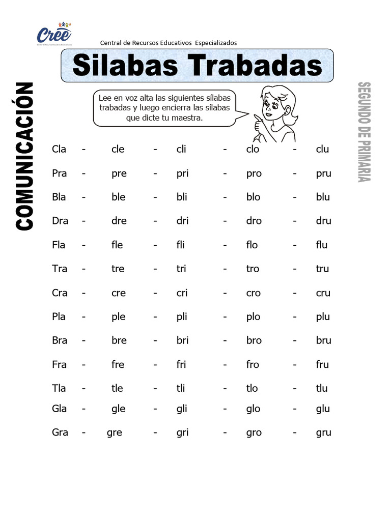 Ejercicios de Sílabas Trabadas 2° Grado | PDF
