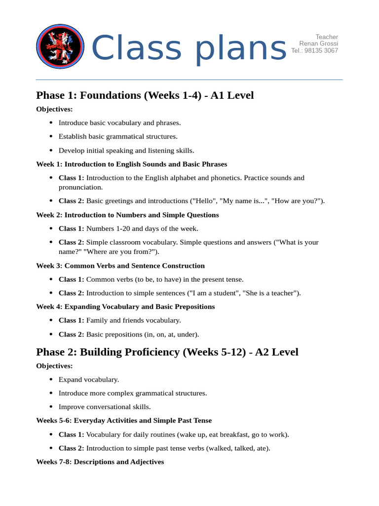 Comprehensive Teaching Plan | PDF | Reading Comprehension | Grammatical ...
