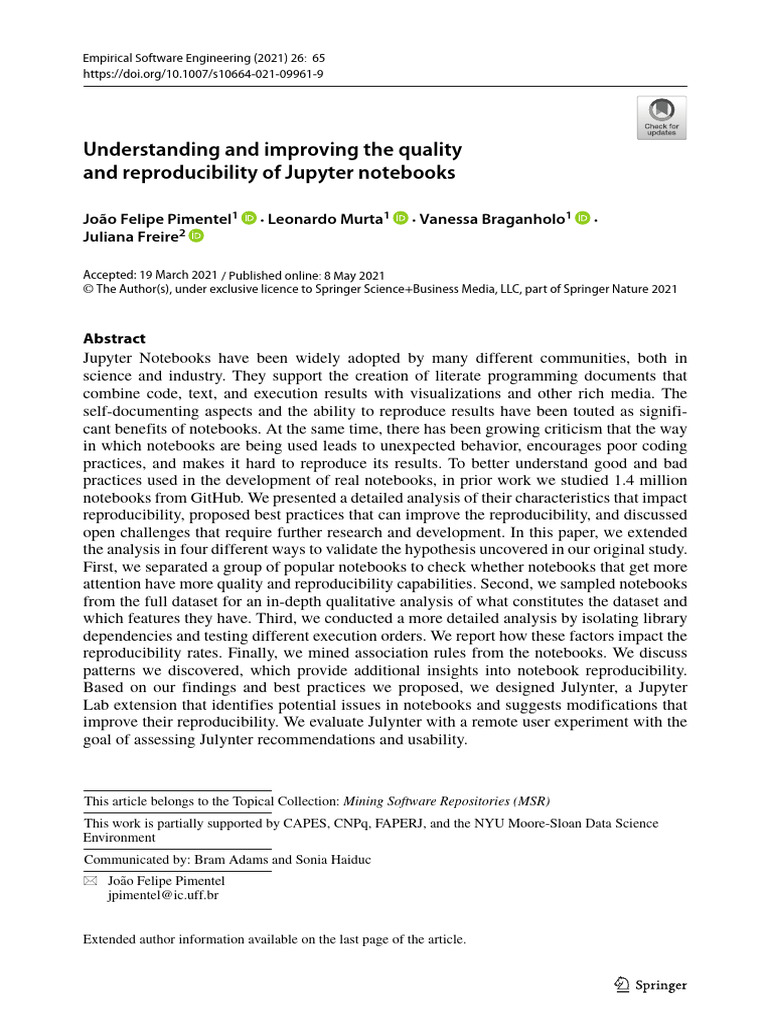 Improving Jupyter Notebook Reproducibility | PDF | Computing | Software ...