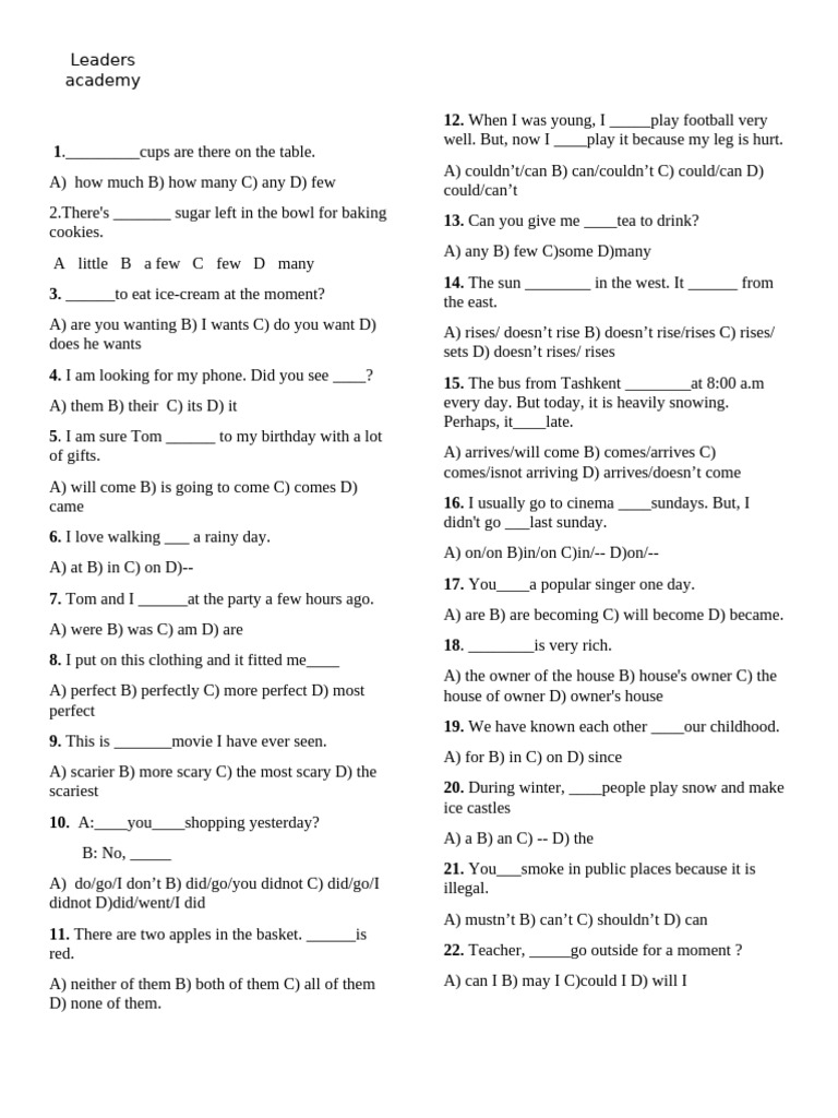 Grammaway 1 Test 1 Pdf