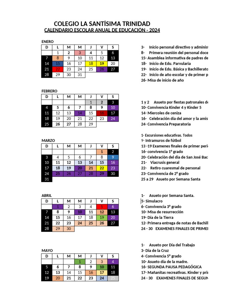 Calendario Escolar 2024 | PDF | Etapas educativas