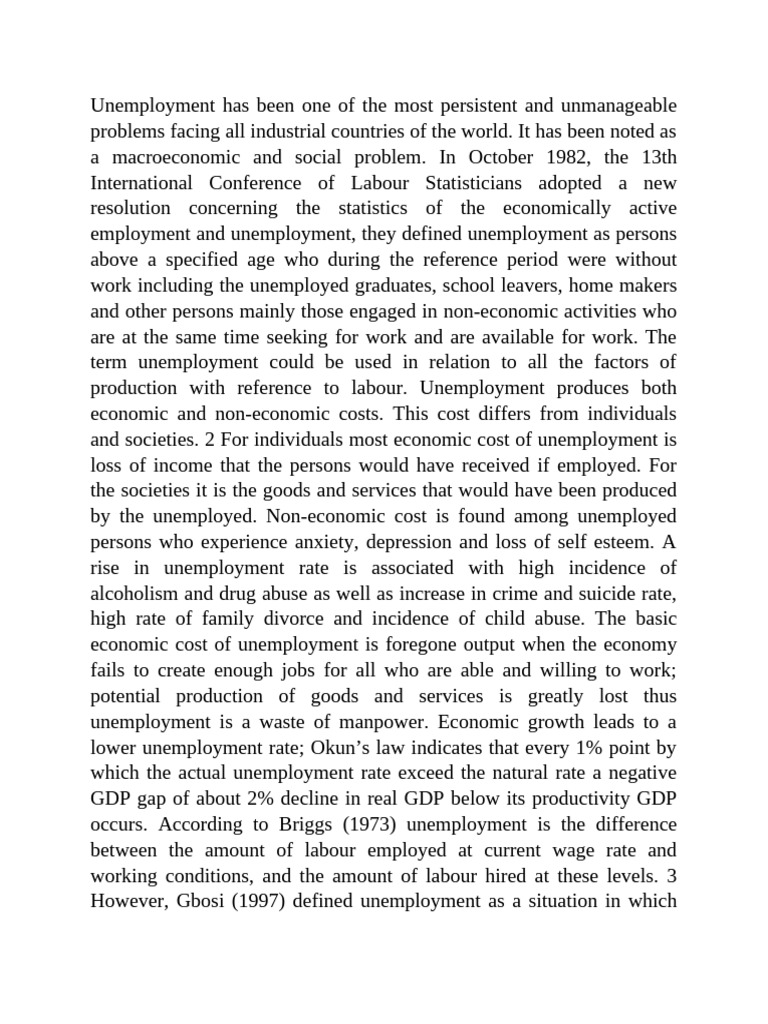 Understanding Unemployment: Causes and Effects | PDF | Unemployment ...