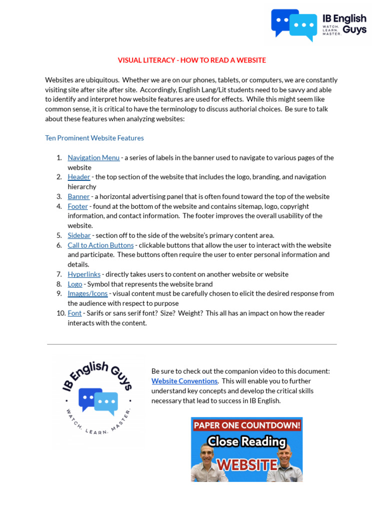 68 - Paper 1 - How To Read A Website - Conventions | PDF