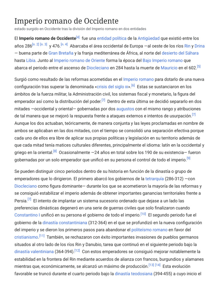 Imperio romano de Occidente - Wikipedia, la enciclopedia libre | PDF ...
