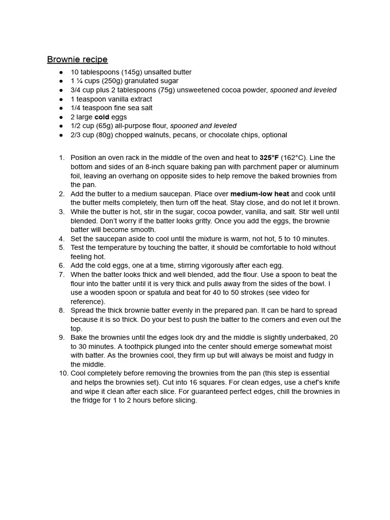 Brownie Recipe PDF