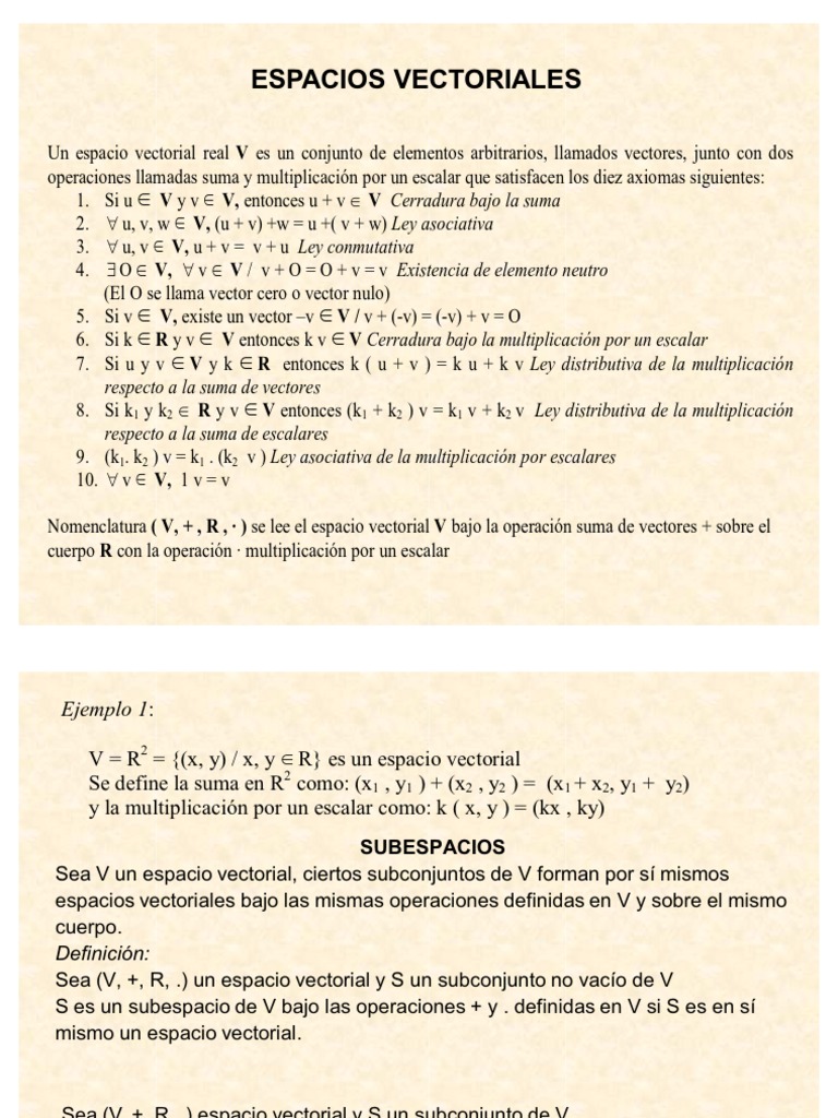 Espacios Vectoriales | PDF | Espacio vectorial | Base (álgebra lineal)