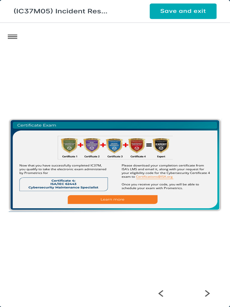 Dashboard - My Courses - Start Course ISA | PDF