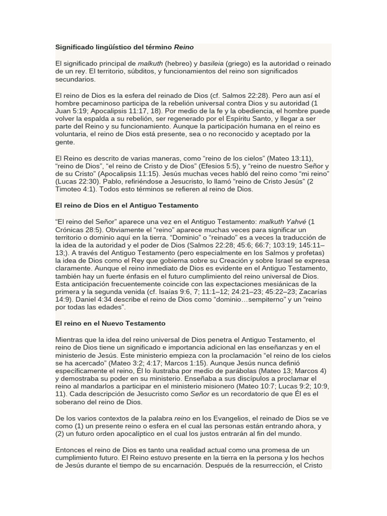 Significado del Reino de Dios en la Biblia | PDF | Cristo (título ...