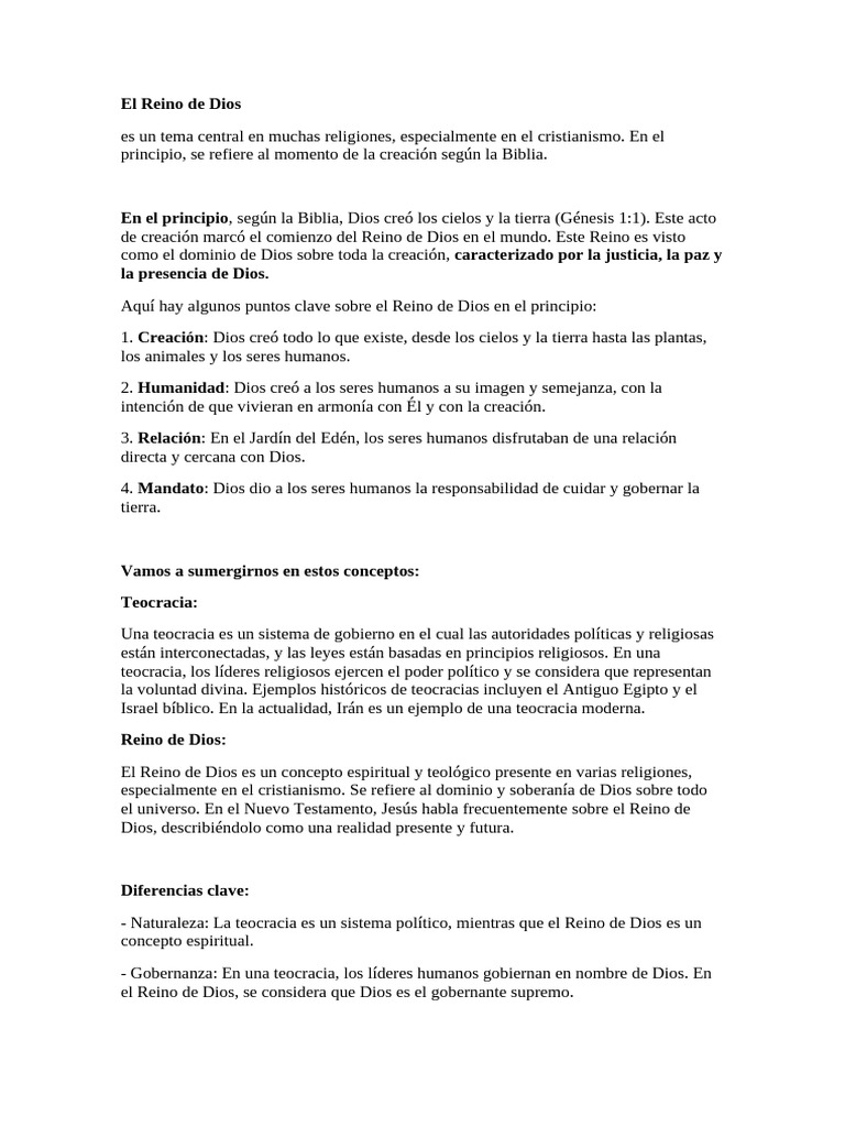 Reino de Dios en el Antiguo Testamento | PDF | Reinado y reino de dios ...