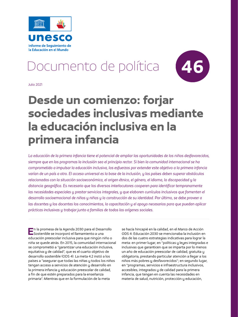 Educación Inclusiva en la Primera Infancia | PDF | Educación de la ...