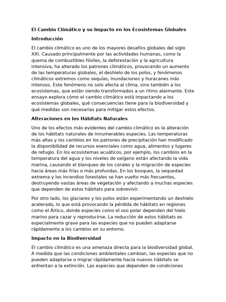 Impacto Climático en Ecosistemas | PDF | Cambio climático | Sequía