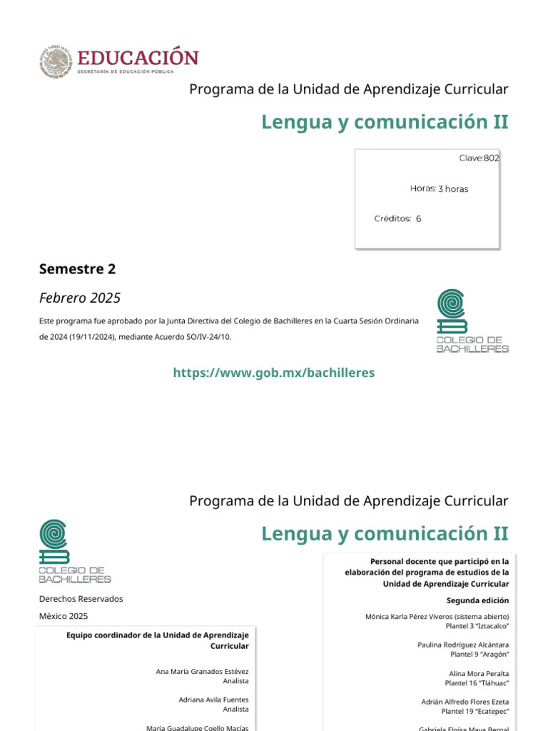 Programa Lengua y Comunicación II | PDF | Plan de estudios | Evaluación