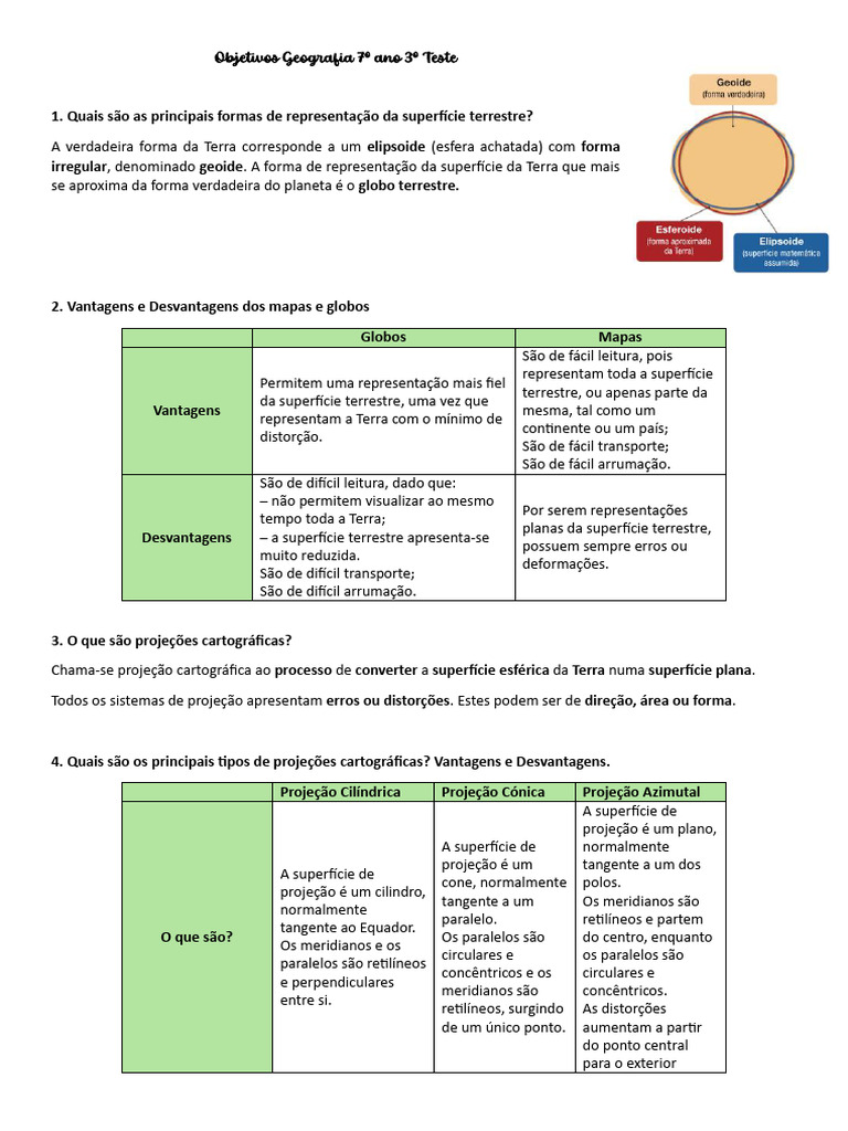 Objetivos Geografia 7º Ano 3º Teste | PDF | Mapa | Geografia