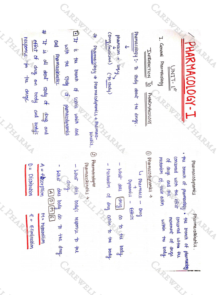 Carewell Pharma 4th Sem Pharmacology Notes Pdf
