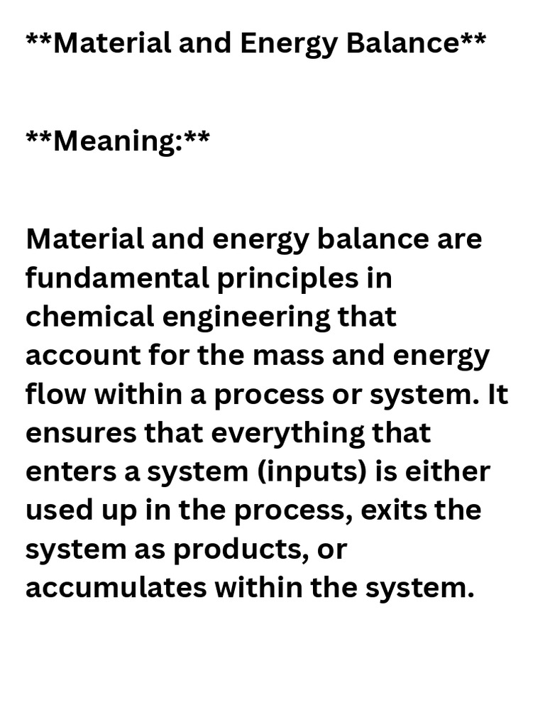 Principles of Material and Energy Balances | PDF