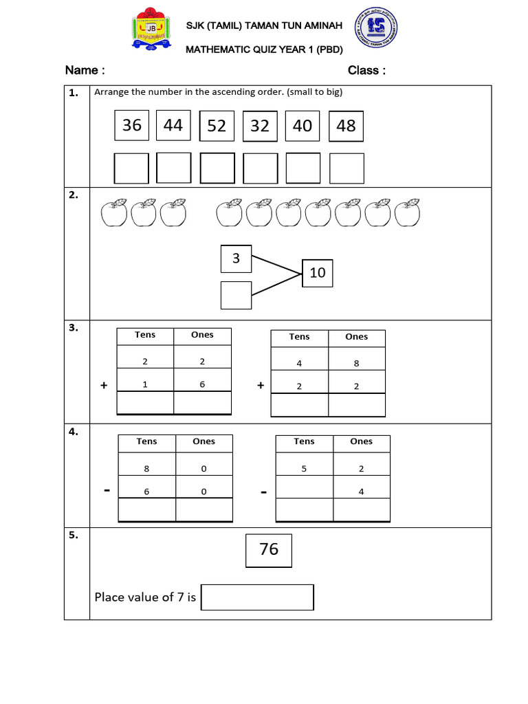 Quiz Year 1 | PDF