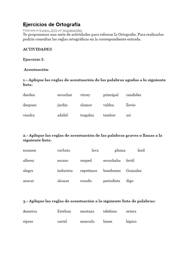 Ejercicios de Ortografía y Reglas | PDF