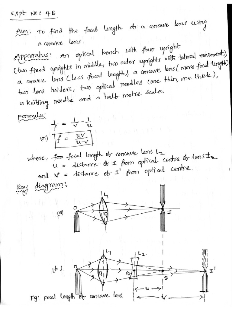 6B.To Find Focal Length of Concave Lens by Using Convex Lens | PDF
