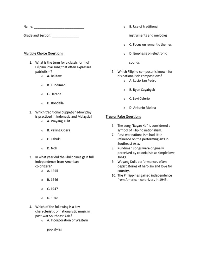 MAPEH-WORKSHEETS | PDF | Nationalism | Entertainment