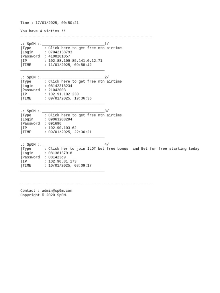 Sp0m Victims (2025 - 1 - 16) | PDF