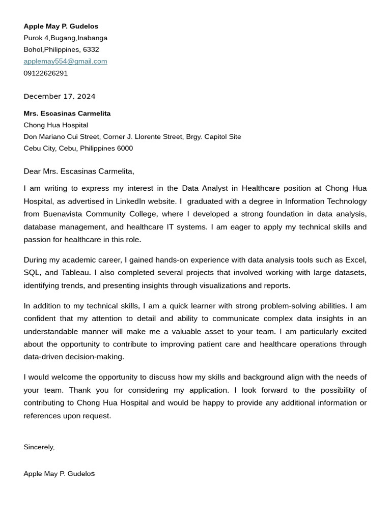 A4 Application Letter | PDF